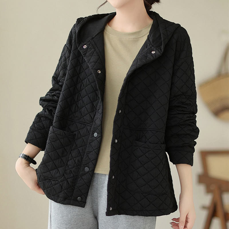 Buddha Stones Plain Hoodie Design Damen Baumwolle Thermo Langarmjacke mit Taschen - image 9