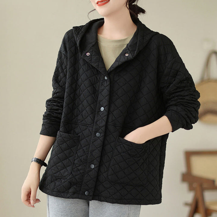 Buddha Stones Plain Hoodie Design Damen Baumwolle Thermo Langarmjacke mit Taschen - image 10