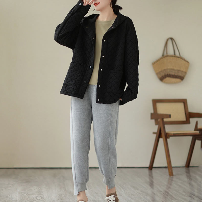 Buddha Stones Plain Hoodie Design Damen Baumwolle Thermo Langarmjacke mit Taschen - image 13