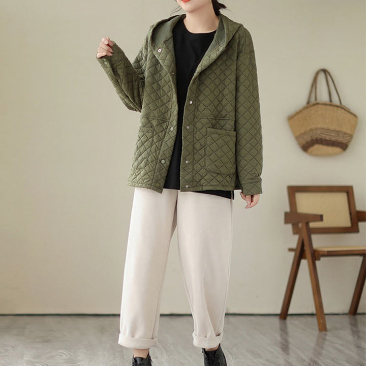 Buddha Stones Plain Hoodie Design Damen Baumwolle Thermo Langarmjacke mit Taschen - image 4