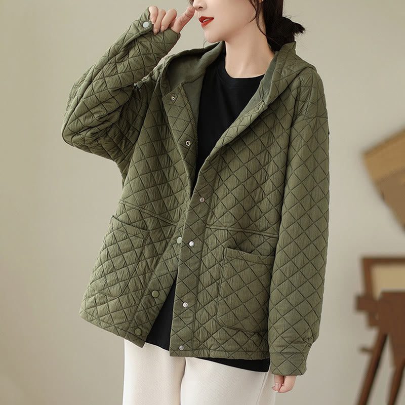 Buddha Stones Plain Hoodie Design Damen Baumwolle Thermo Langarmjacke mit Taschen - image 1