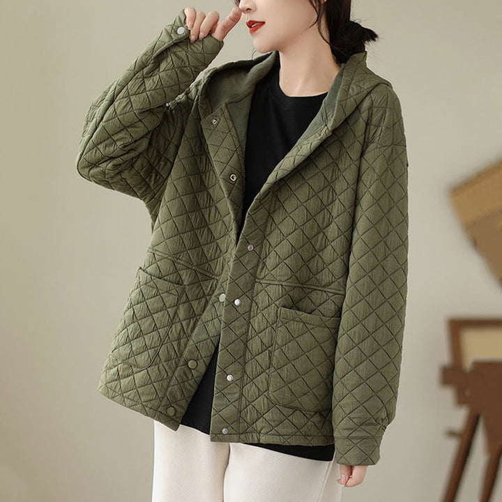 Buddha Stones Plain Hoodie Design Damen Baumwolle Thermo Langarmjacke mit Taschen - image 1
