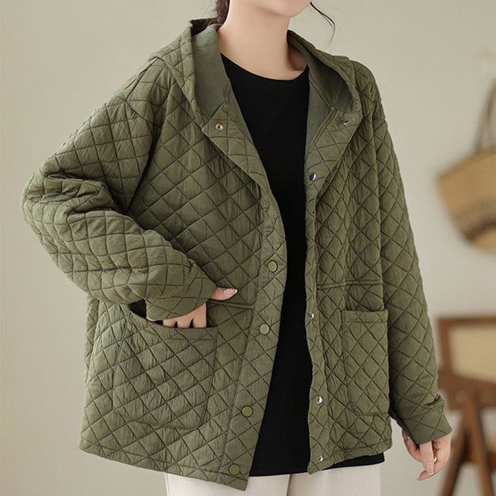 Buddha Stones Plain Hoodie Design Damen Baumwolle Thermo Langarmjacke mit Taschen - image 2