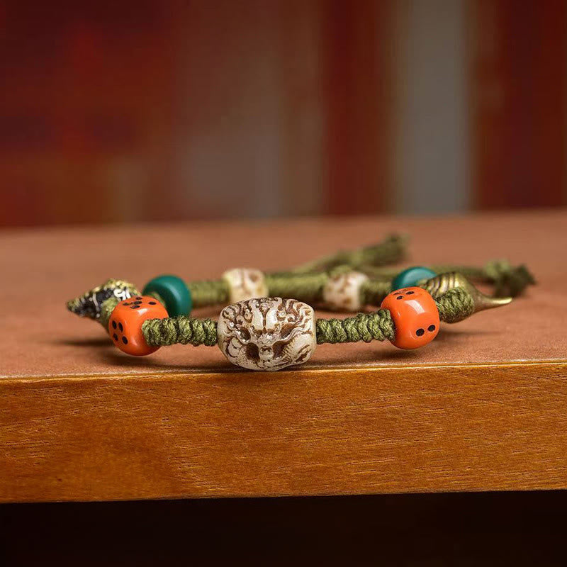 Buddha Stones Tibetisches Drachenmuster Würfel Handgemachtes Seilarmband - image 3