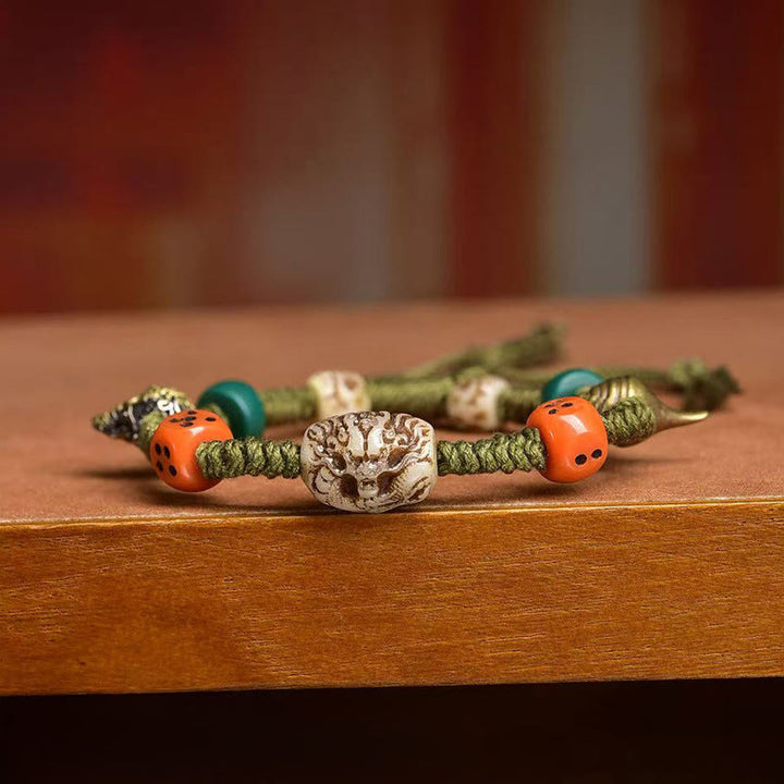 Buddha Stones Tibetisches Drachenmuster Würfel Handgemachtes Seilarmband - image 3
