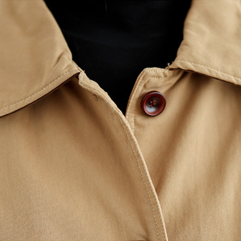 Buddha Stones Damen-Langarm-Steppjacke aus Baumwolle mit Taschen und schlichtem Reversknopf-Design - image 7