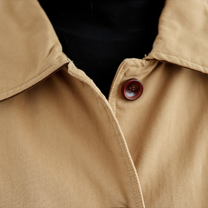 Buddha Stones Damen-Langarm-Steppjacke aus Baumwolle mit Taschen und schlichtem Reversknopf-Design - image 7
