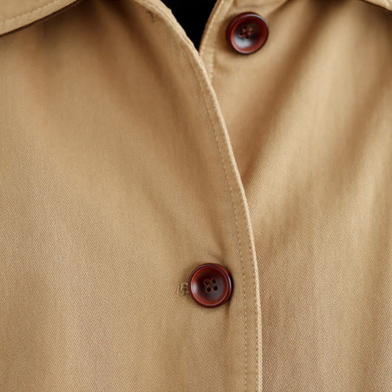 Buddha Stones Damen-Langarm-Steppjacke aus Baumwolle mit Taschen und schlichtem Reversknopf-Design - image 5