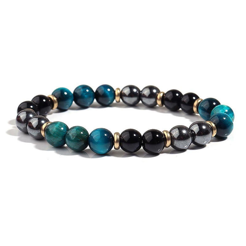 Buddha Stones Balance-Armband mit natürlichen blauen Tigeraugenperlen - image 6