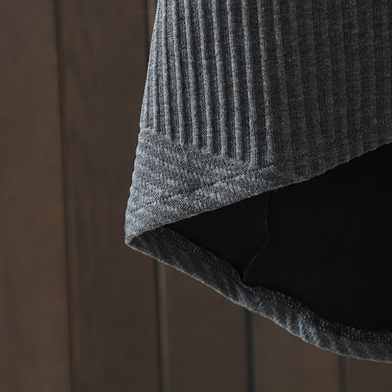 Buddha Stones – Reine Farbe, unregelmäßiges Design, Rollkragen, langärmliges Midikleid aus Baumwolle mit Tasche - image 16
