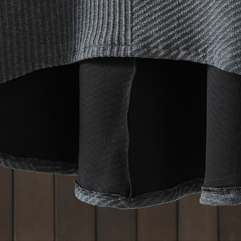 Buddha Stones – Reine Farbe, unregelmäßiges Design, Rollkragen, langärmliges Midikleid aus Baumwolle mit Tasche - image 15