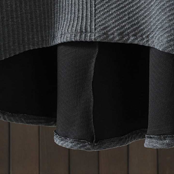 Buddha Stones – Reine Farbe, unregelmäßiges Design, Rollkragen, langärmliges Midikleid aus Baumwolle mit Tasche - image 15