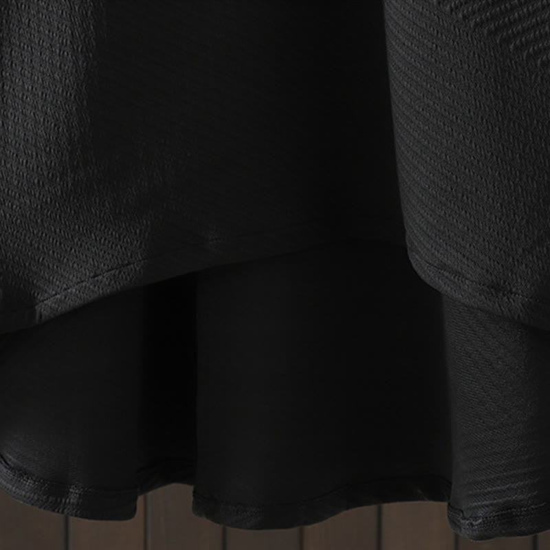 Buddha Stones – Reine Farbe, unregelmäßiges Design, Rollkragen, langärmliges Midikleid aus Baumwolle mit Tasche - image 6