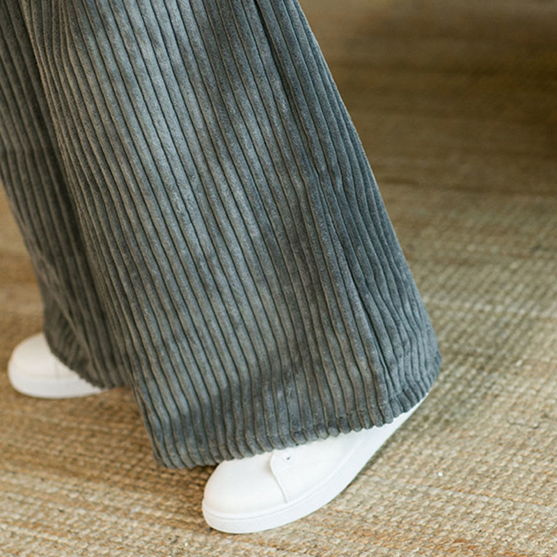 Buddha Stones Commute Plain Herren-Cordhose aus Baumwolle mit weitem Bein und Kordelzug und Taschen - image 27