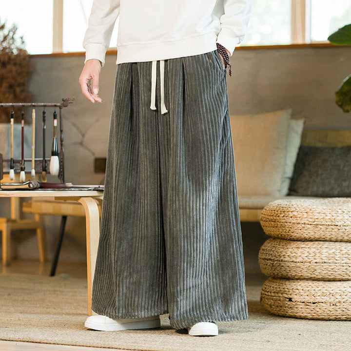 Buddha Stones Commute Plain Herren-Cordhose aus Baumwolle mit weitem Bein und Kordelzug und Taschen - Schiefergrau - US/ UK/AU46，EU56 (5XL) - image 18