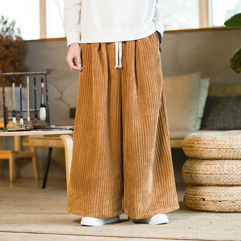 Buddha Stones Commute Plain Herren-Cordhose aus Baumwolle mit weitem Bein und Kordelzug und Taschen - Goldrute - US/ UK/AU46，EU56 (5XL) - image 6