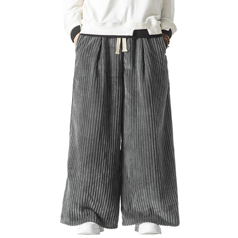 Buddha Stones Commute Plain Herren-Cordhose aus Baumwolle mit weitem Bein und Kordelzug und Taschen - image 28