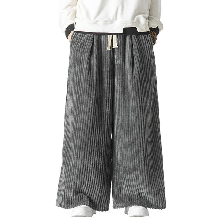 Buddha Stones Commute Plain Herren-Cordhose aus Baumwolle mit weitem Bein und Kordelzug und Taschen - image 28