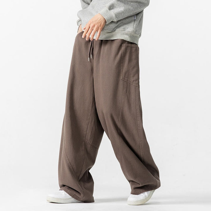 Buddha Stones Fall Pure Color Herrenhose aus Baumwolle mit weitem Bein und Kordelzug und Taschen - Sienna - US/ UK/AU46，EU56 (5XL) - image 0