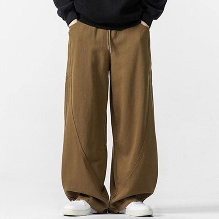 Buddha Stones Fall Pure Color Herrenhose aus Baumwolle mit weitem Bein und Kordelzug und Taschen - image 17