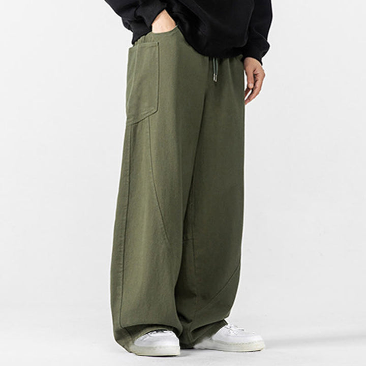 Buddha Stones Fall Pure Color Herrenhose aus Baumwolle mit weitem Bein und Kordelzug und Taschen - image 14