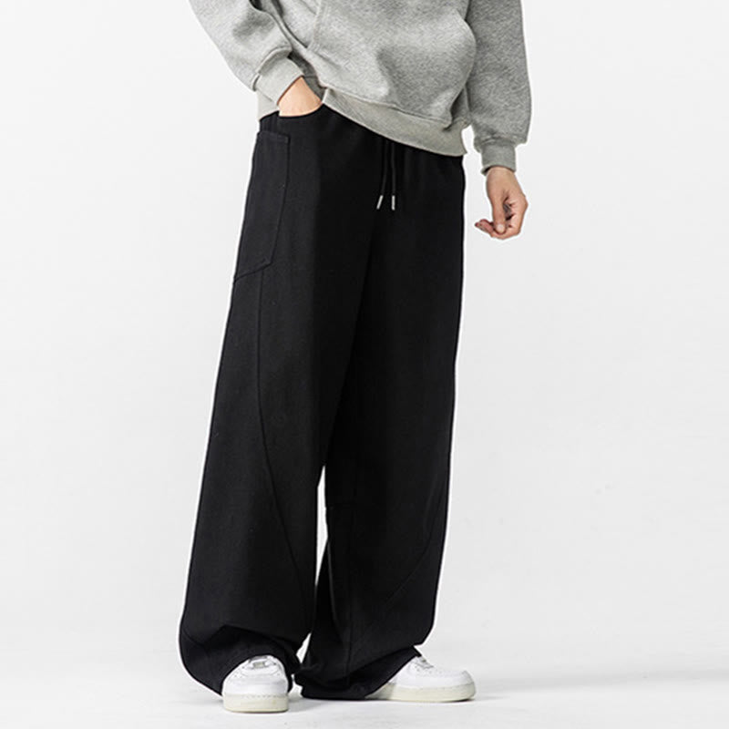 Buddha Stones Fall Pure Color Herrenhose aus Baumwolle mit weitem Bein und Kordelzug und Taschen - image 32