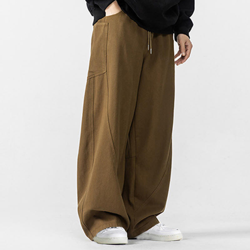 Buddha Stones Fall Pure Color Herrenhose aus Baumwolle mit weitem Bein und Kordelzug und Taschen - image 22