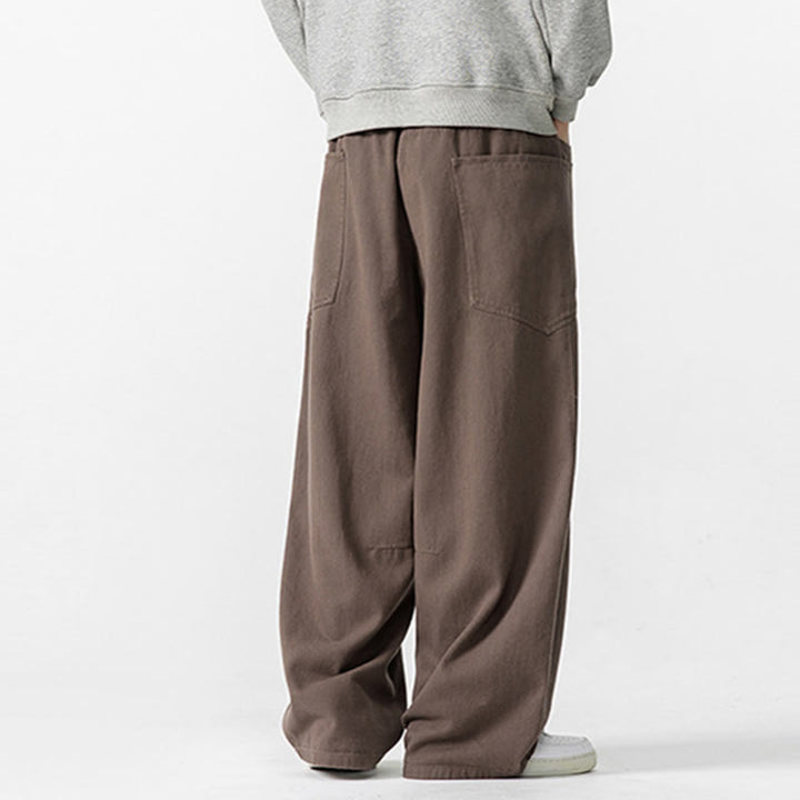 Buddha Stones Fall Pure Color Herrenhose aus Baumwolle mit weitem Bein und Kordelzug und Taschen - image 5