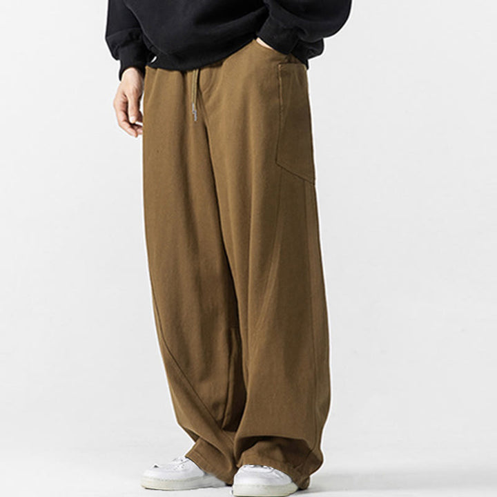Buddha Stones Fall Pure Color Herrenhose aus Baumwolle mit weitem Bein und Kordelzug und Taschen - image 18