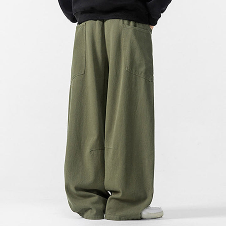 Buddha Stones Fall Pure Color Herrenhose aus Baumwolle mit weitem Bein und Kordelzug und Taschen - image 10