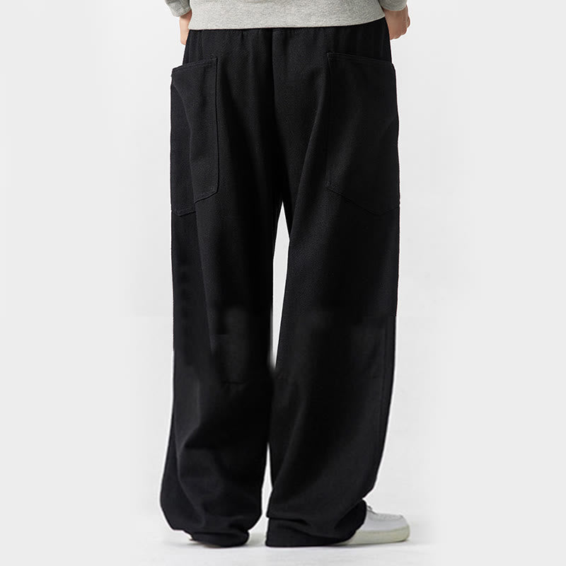 Buddha Stones Fall Pure Color Herrenhose aus Baumwolle mit weitem Bein und Kordelzug und Taschen - image 28