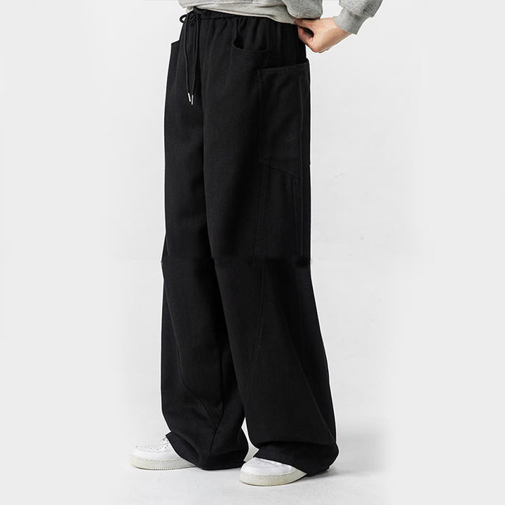 Buddha Stones Fall Pure Color Herrenhose aus Baumwolle mit weitem Bein und Kordelzug und Taschen - image 31