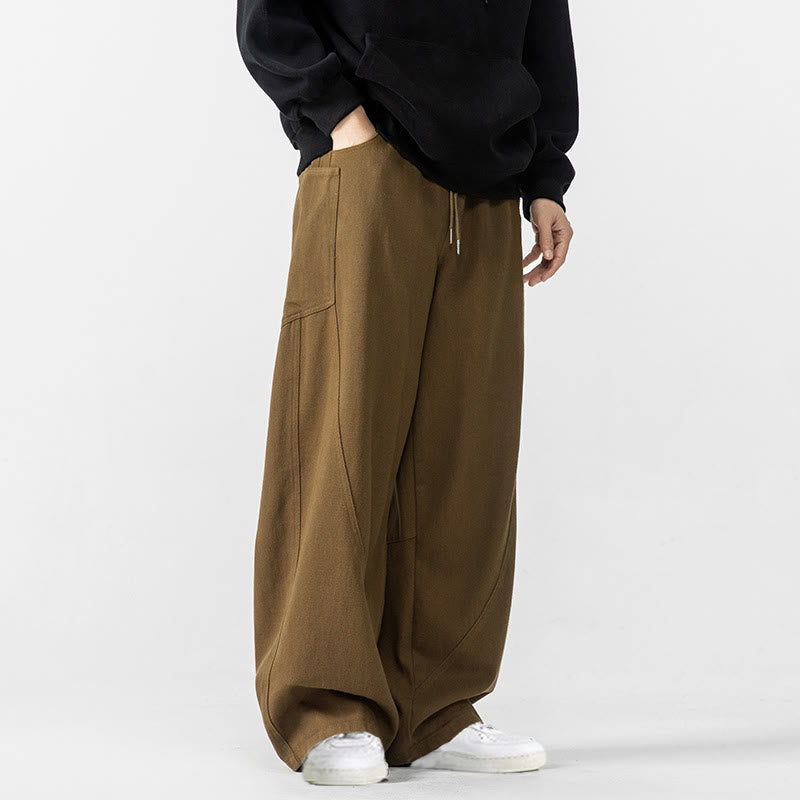 Buddha Stones Fall Pure Color Herrenhose aus Baumwolle mit weitem Bein und Kordelzug und Taschen - image 23