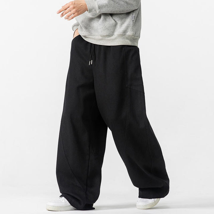 Buddha Stones Fall Pure Color Herrenhose aus Baumwolle mit weitem Bein und Kordelzug und Taschen - image 30