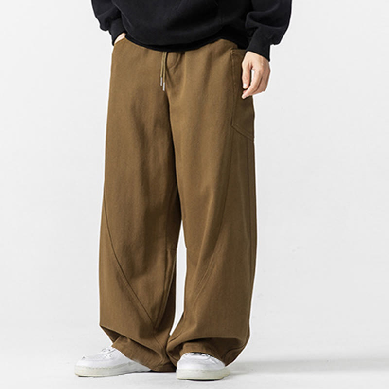 Buddha Stones Fall Pure Color Herrenhose aus Baumwolle mit weitem Bein und Kordelzug und Taschen - image 19