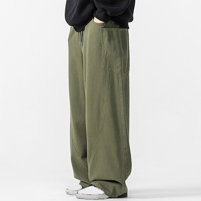 Buddha Stones Fall Pure Color Herrenhose aus Baumwolle mit weitem Bein und Kordelzug und Taschen - image 15