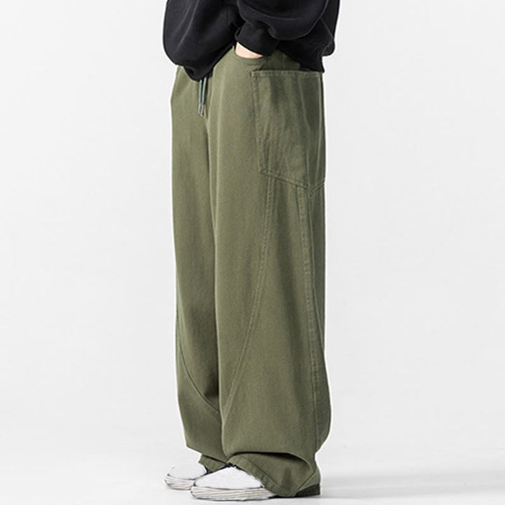 Buddha Stones Fall Pure Color Herrenhose aus Baumwolle mit weitem Bein und Kordelzug und Taschen - image 15