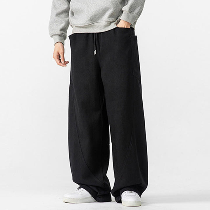 Buddha Stones Fall Pure Color Herrenhose aus Baumwolle mit weitem Bein und Kordelzug und Taschen - image 26