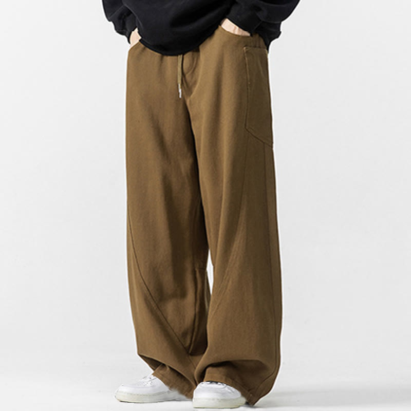 Buddha Stones Fall Pure Color Herrenhose aus Baumwolle mit weitem Bein und Kordelzug und Taschen - image 20