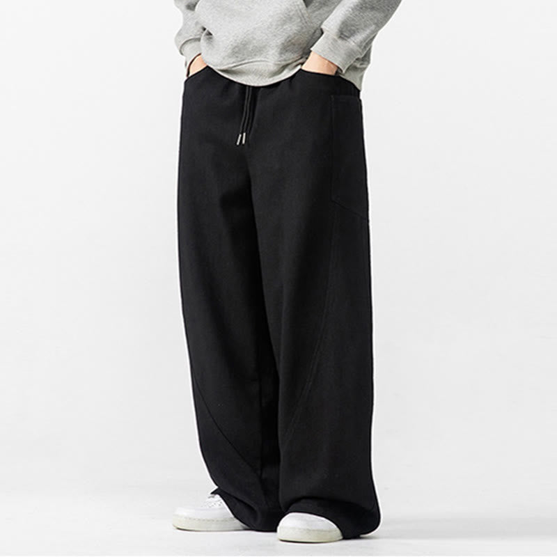 Buddha Stones Fall Pure Color Herrenhose aus Baumwolle mit weitem Bein und Kordelzug und Taschen - image 29
