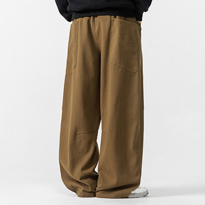Buddha Stones Fall Pure Color Herrenhose aus Baumwolle mit weitem Bein und Kordelzug und Taschen - image 21