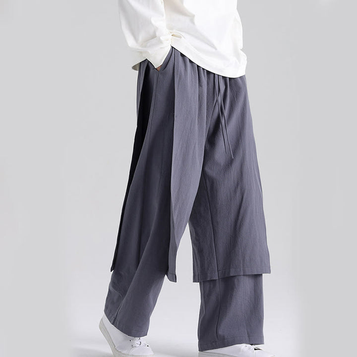 Buddha Stones Plain Patchwork Design Herren Baumwollhose mit Taschen - image 3