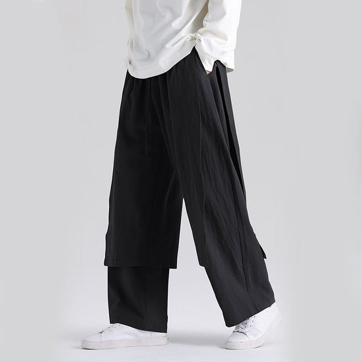 Buddha Stones Plain Patchwork Design Herren Baumwollhose mit Taschen - image 14