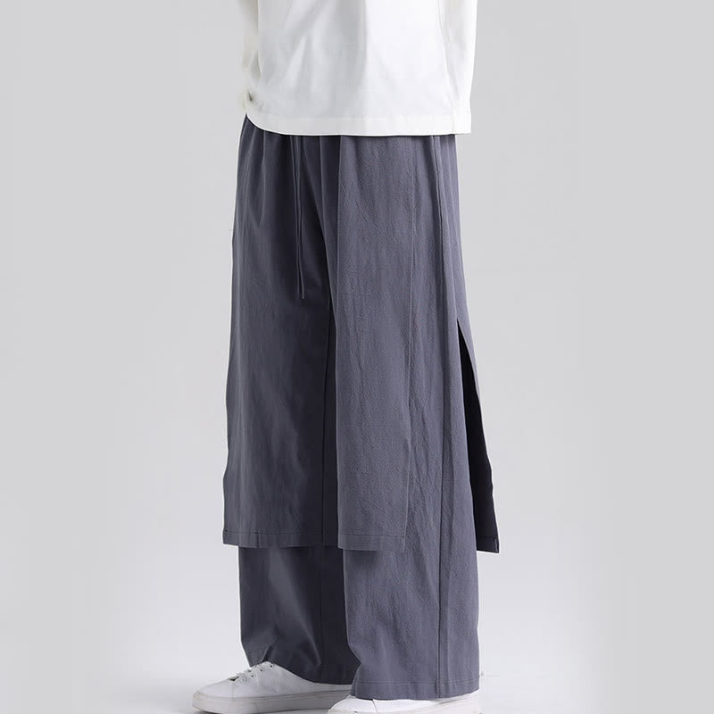 Buddha Stones Plain Patchwork Design Herren Baumwollhose mit Taschen - image 1