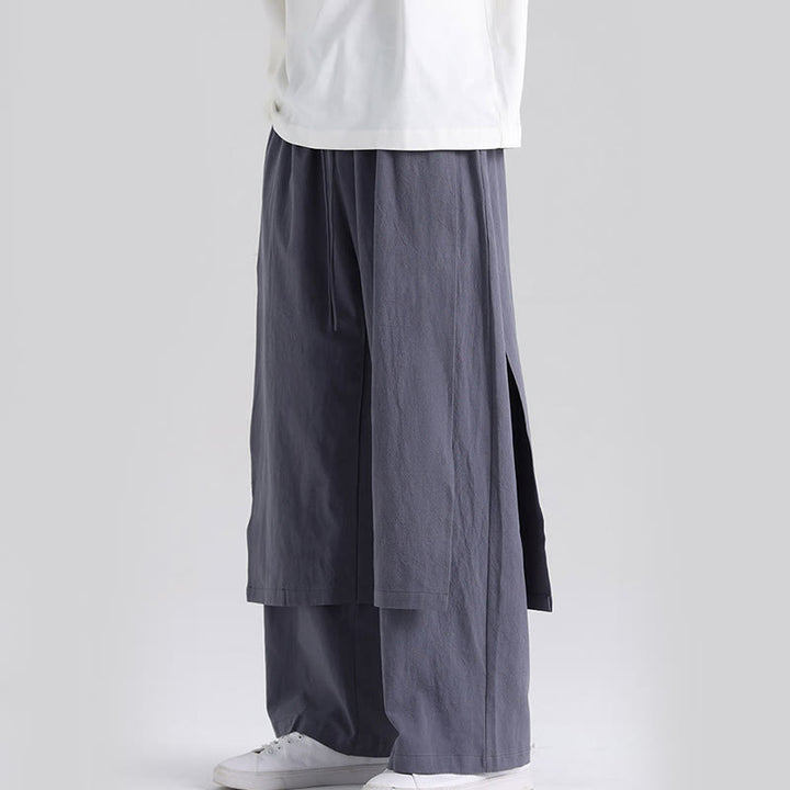 Buddha Stones Plain Patchwork Design Herren Baumwollhose mit Taschen - image 1