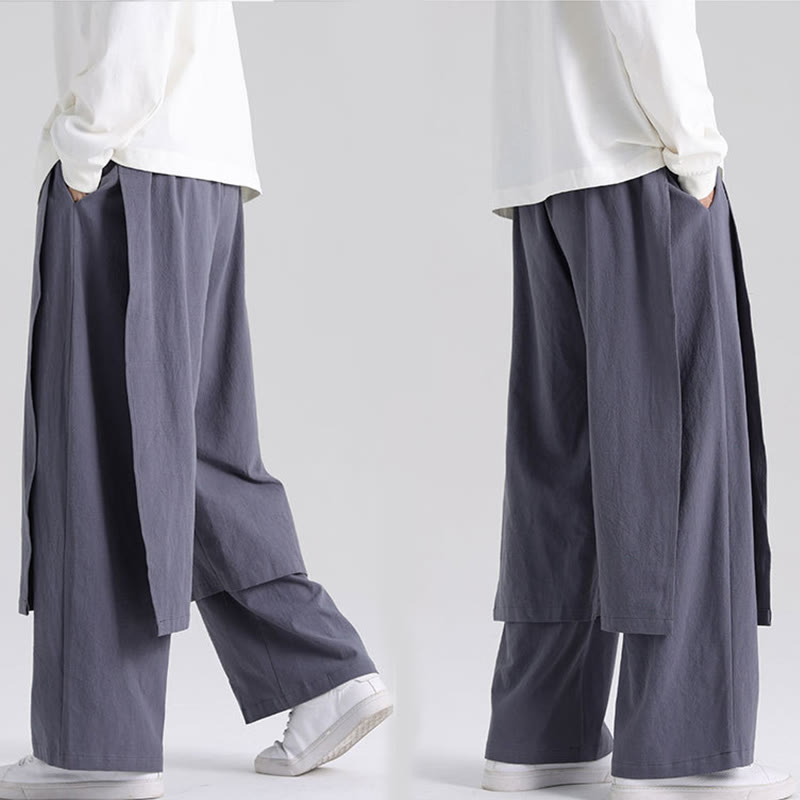 Buddha Stones Plain Patchwork Design Herren Baumwollhose mit Taschen - image 10
