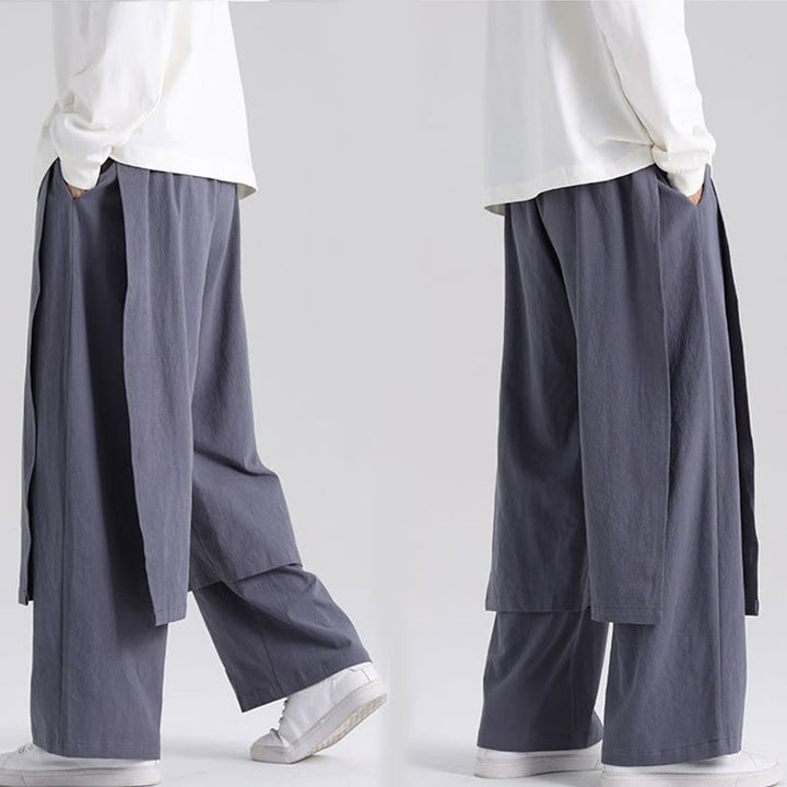 Buddha Stones Plain Patchwork Design Herren Baumwollhose mit Taschen - image 10