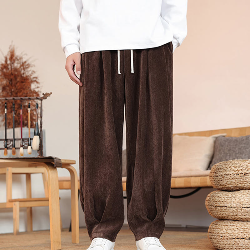 Buddha Stones Lässige, einfarbige, schlichte Herren-Baumwollhose mit Taschen - image 1