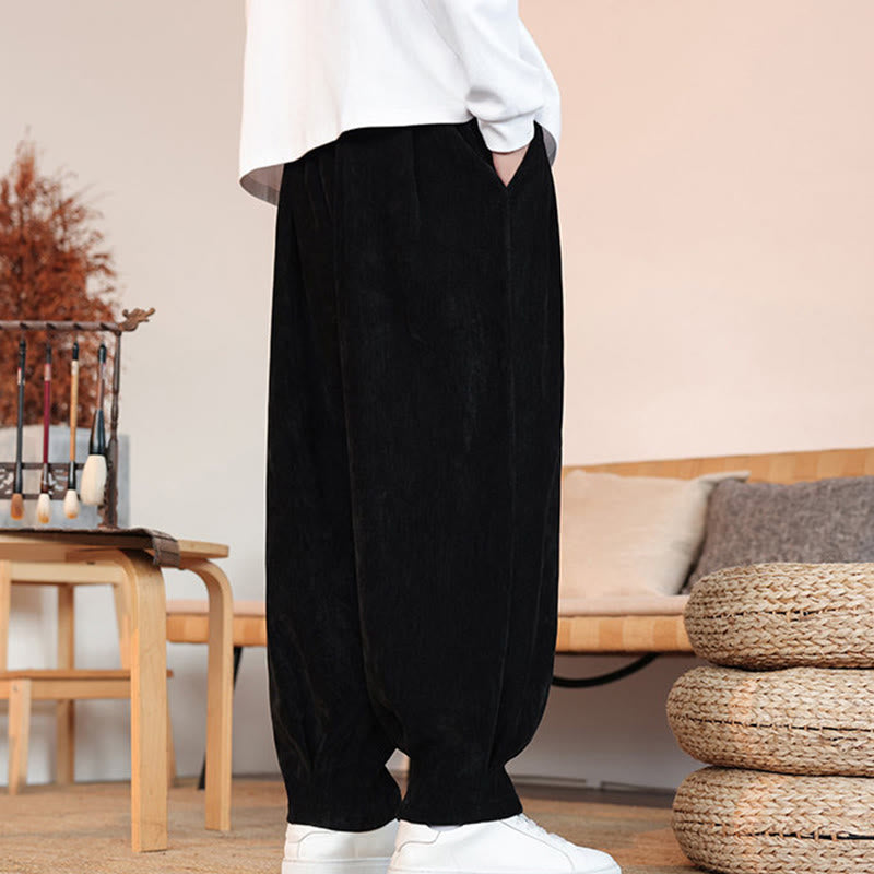 Buddha Stones Lässige, einfarbige, schlichte Herren-Baumwollhose mit Taschen - image 10