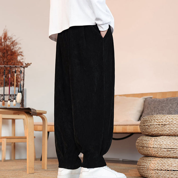 Buddha Stones Lässige, einfarbige, schlichte Herren-Baumwollhose mit Taschen - image 10
